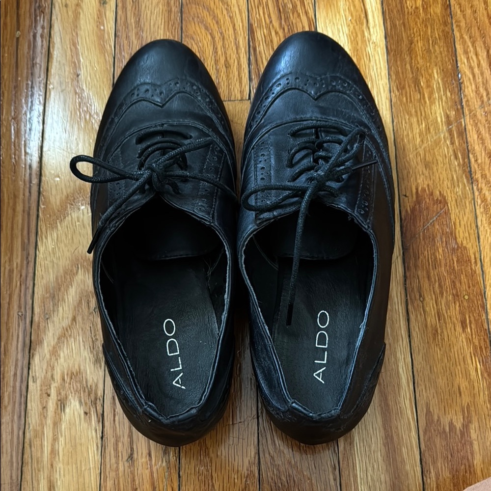 Women’s Aldo Black Leather Oxford Shoes